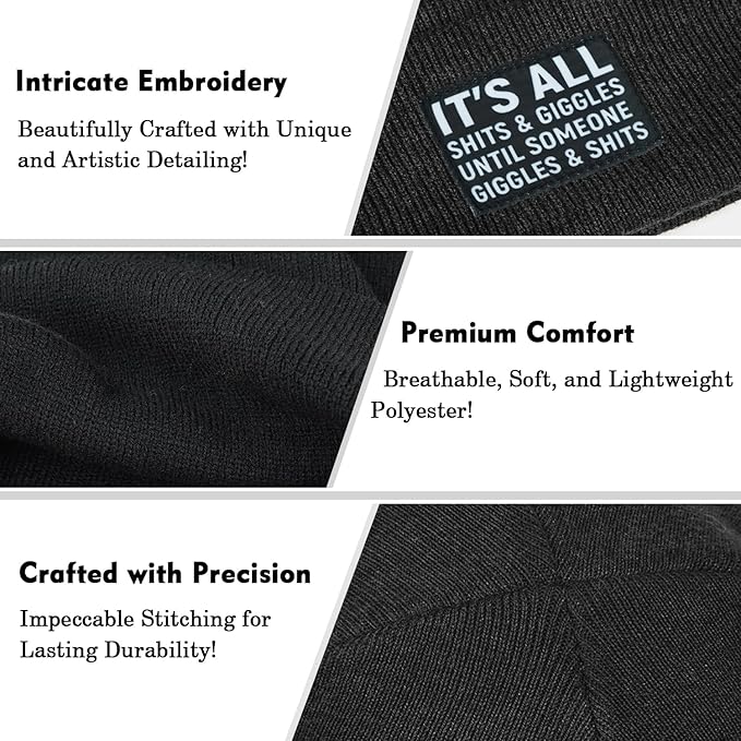 Funny Beanies Warm Knit Hats Fall Winter Black Hip Pop Knit Hat Cap for Women Men