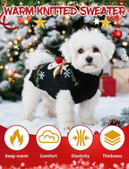 Dog Christmas Sweater, Soft Warm Pet Clothes Coat for Small Medium Large Dogs and Cats Boy Girl, Fall Cozy Holiday Turtleneck Knitting Collar Pullover Pup Outfit Costume for Thanksgiving New Year