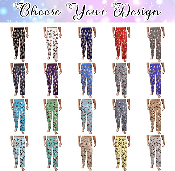 Artsadd Personalized Christmas Pajama Pants Socks for Men Custom Photo Pajama Bottoms for Men S-XXL