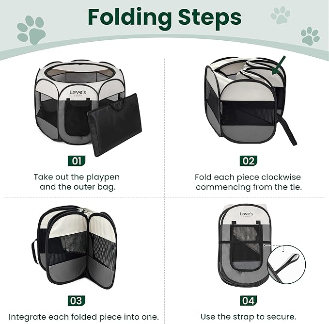 Love's cabin Pet Puppy Dog Playpen, Large Dog Tent Crates Cage Indoor/Outdoor, Portable Playpen for Cat, Foldable Pop Up Dog Kennel Playpen with Carring Case, Removable Zipper Top, Grey