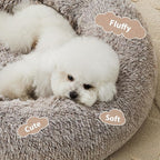 WNPETHOME Calming Dog Beds for Large Dogs, Anti-Anxiety Donut Large pet Bed, Fluffy Faux Fur Plush Dog Bed，Warming Cozy Soft Round Lagre Pet Beds for Jumbo Dogs, Cat Cuddler Cushion Pad