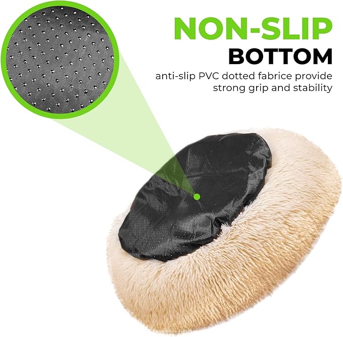 Whiskers & Friends Cat Bed Dog, Cat Beds for Indoor Cats Washable, Orthopedic Soft Fluffy Round Calming Pet Bed for Small to Large Kitty Kittens & Dogs, Small Dog Beds & Furniture