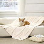 Waterproof Pet Blanket, Ultra Soft Luxury Faux Fur Throw Blanket for Couch, Cozy Warm Plush Blanket for Sofa Bedroom Living Room, Liquid Pee Proof for Large Dog or Cat, 40x60 inch, Cream