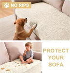 H.VERSAILTEX Non Slip Pet Couch Cover Chenille Dog Bed Protector Thick Soft Sofa Slipcover Pet Friendly Washable Couch Cushion Covers for Pets (52" x 82", Ivory)