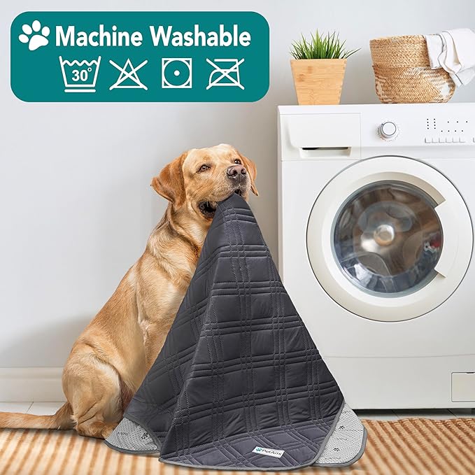 PetAmi Waterproof Cooling Mat for Dog, Premium Pet Cooling Blanket for Bed Crate, Anti Slip Indoor Dog Cool Pad for Sleeping, Q-MAX Small Medium Sofa Couch Cover Mat for Cat, Grey, 29x40