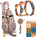 SCENEREAL Cat Harness and Leash Set Escape Proof with Airtag Holder, Adjustable Kitten Big Cats Vest Harness for Walking Outdoor Indoor, Spring Summer Holiday Strip for Cats Boys Girls