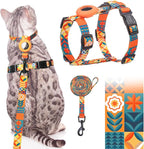 SCENEREAL Cat Harness and Leash Set Escape Proof with Airtag Holder, Adjustable Kitten Big Cats Vest Harness for Walking Outdoor Indoor, Spring Summer Holiday Strip for Cats Boys Girls