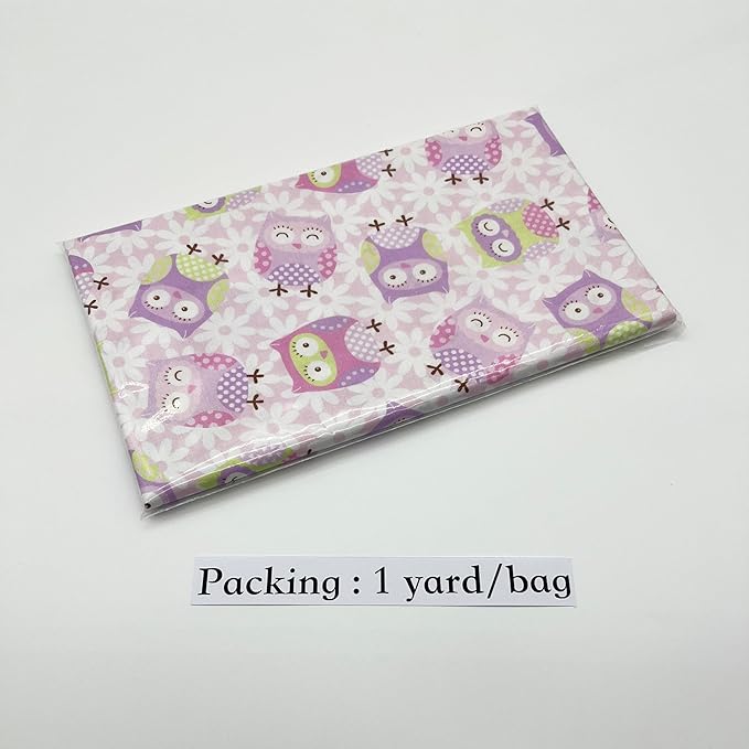 1 Yard (Pre-Cut) 43" x 36" (109cm x 92cm) Premium Floral Cotton Quilting Sewing Fabric, DIY Sewing Patchwork Supplies for Face mask Clothing Handmade Craft&Home Decoration (Owl)