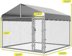 Dog Kennel Outside with Roof, Large Dog Run Enclosure, Outdoor Heavy Duty Pens House Pet Playpen with Galvanized Chain Link Waterproof Cover and Secure Lock(6.76'Lx6.76'Wx5.64'H)