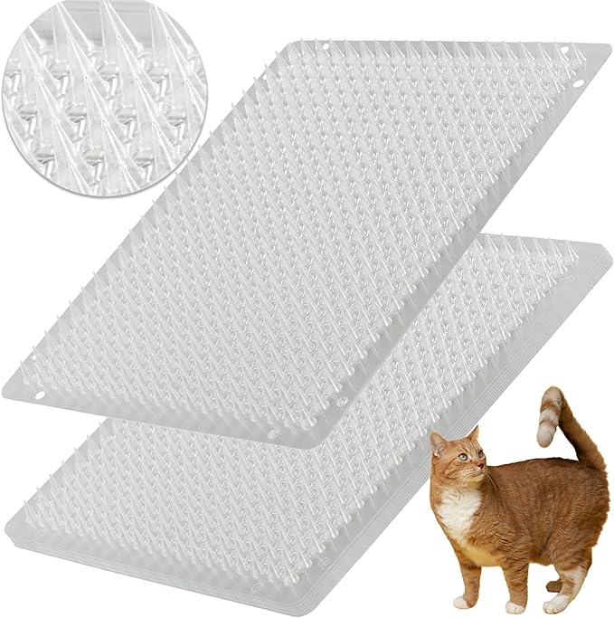 12 Pack Cat Repellent Outdoor/Indoor Scat Mat for Cats&Dogs, Keep Away Pest Plastic Mats with Spikes,16 x 13 Inches