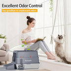 XL Stainless Steel Cat Litter Box with ABS Enclosed Lid, 180° Flip-Top Design, High Sided Leak-Proof Pan, Charcoal Odor Control Filter, Easy Clean for Large & Multi-Cat Homes
