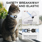 AirTag Cat Collars, Stretchy Collar with Apple AirTag Holder and Bell, Breakaway Ultra Design Elastic GPS Tracking Collars for Cats and Puppies, (7.5-12.5 Inch), Blue
