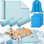4 Pack Cooling Dog Mats with Supportive Pillow 23.6" x 31.5" Self Cooling Dog Pads Ice Silk Washable Pet Cool Mat Summer Cat Sleeping Pad with Storage Bag for Crate Bed Floor (Large, Blue)