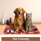 Christmas Dog Food Mat for Floors,Snowflake Absorbent Pet Food and Water Bowl Mats,Non-Slip Pet Feeding Mat,Pet Supplies 16" x 24"