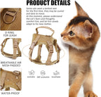 AIWAI Tactical Cat Harness for Walking Escape Proof, Adjustable Pet Vest Harness, Soft Mesh with Control Handle for Large Cat Small Dog, Gift with Patch