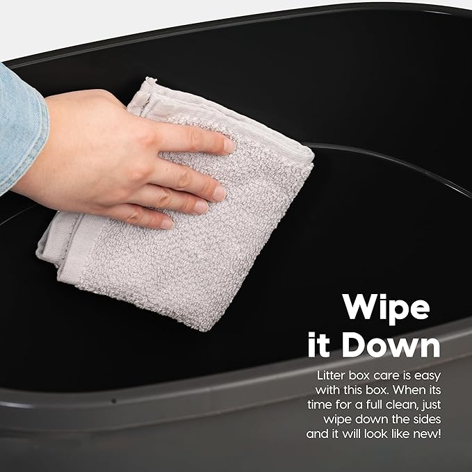 IRIS USA Top Entry Cat Litter Box, Large Enclosed with Litter Catching Lid and Scoop, Dog Proof, Cat Litter Box, Black/Gray