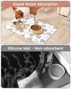Cat Dog Food Mat, Rapid Water Absorption Dog Mat for Food and Water,100% Waterproof Cat Dog Bowl Mat,16"x24"-White