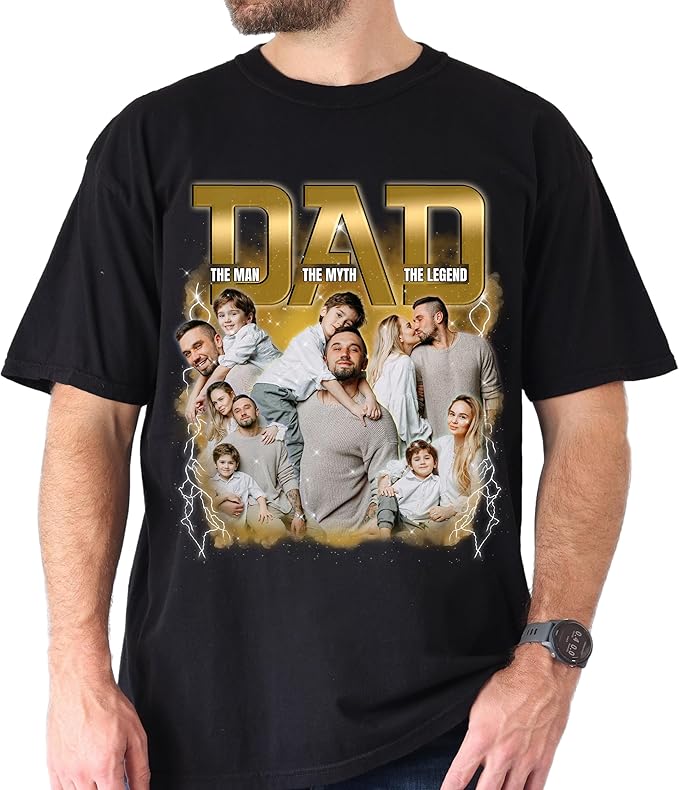 Custom Dad Shirt Personalized Picture T-Shirt for Men for New Dad Daddy Gift for Grandpa