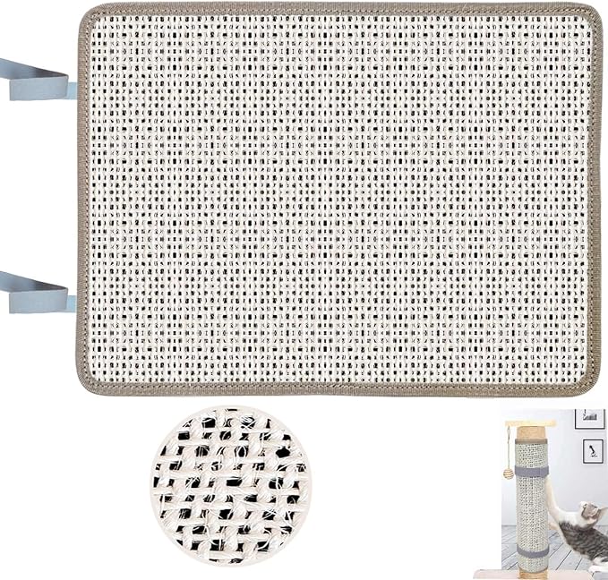 Cat Nail File Scratcher Wrapped Around a Cat Scratching Post, 16.73"×13.38" Sisal Cat Scratch Pad with 80 Aluminum Oxide Grit, Nail File for Cats Can Help to Trim Your Cat's Nails