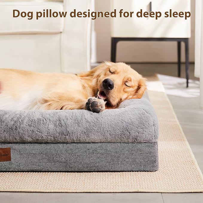 BFPETHOME XL Extra Orthopedic Dog Bed for Large Dogs – Washable Couch-Style Pet Bed with Supportive Bolster Sides, Removable Waterproof Cover, Non-Slip Bottom, Comfortable Dog Bed for Better Sleeping