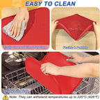 Silicone Pet Feeding Mat with Raised Edge for Food and Water, Dog Bowl Mats, Cat Bowls Placemat with High Lip for Floor Waterproof, Rubber Tray for Cats and Dogs 24 x 16 x0.8 Red