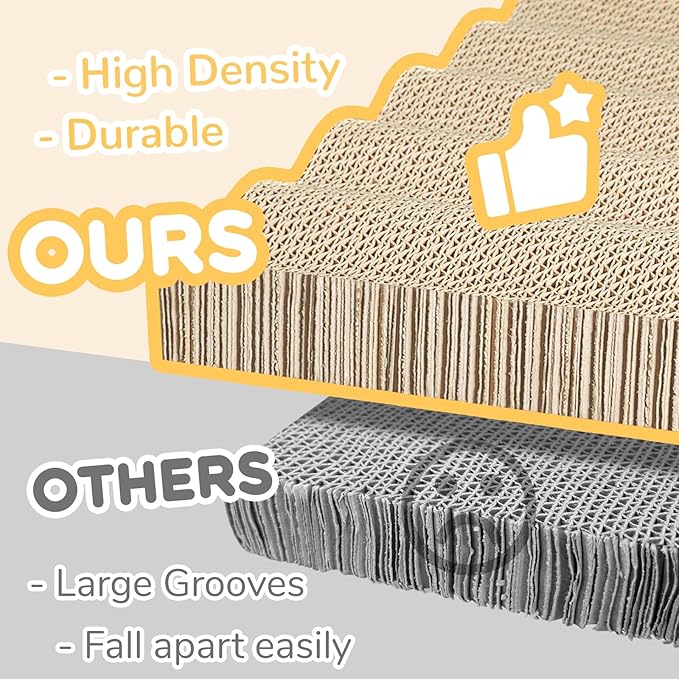 Cat Scratch Pad, 3 Packs Corrugated Cardboards Cat Scratcher Pads for Indoor Cats, Durable Scratching Board for Small Medium Cats Kitten, Suitable for Cats to Rest, Grind Claws and Play