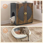 unipaws Tall Cat Litter Box Enclosure with Shelves, Hidden Litter Box Cover for Tall or Top Entry Litter Box, Kitty Enclosed Litter Box Cabinet, Cat Box Furniture, Rustic