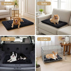 Washable Dog Bed Mat Soft Dog Crate Pad Fluffy Pet Kennel Beds Sleeping Mattress with Non-Slip Bottom for Large Jumbo Medium Small Dogs, 47 x 29 Inch, Black