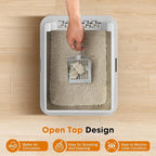 2PACK Stainless Steel Cat Litter Box with Lid, High-Sided Metal Litter Pan for Small Cats, Kitty Litter Box, Non-Stick & Odor-Resistant, Anti-Urine Leakage, Easy to Clean, Scoop Included