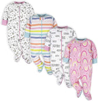 Onesies Brand Baby Girls' 4-pack Sleep 'N Play Footies Multi Pack