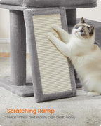 Feandrea Small Cat Tree, Cat Tower Condo, Scratching Ramp, Large Top Perch, Cave, 20.1 x 15.4 x 18.3 Inches, Dove Gray UPCT010GD02S