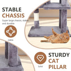 FDW | 36" Cat Tree Tower | Light Gray | Multi-Level Indoor Activity Center with Sisal Scratching Posts, Condos, Plush Perches, Hanging Cat Toys | Sturdy, Easy to Assemble | for Kittens & Adult Cats