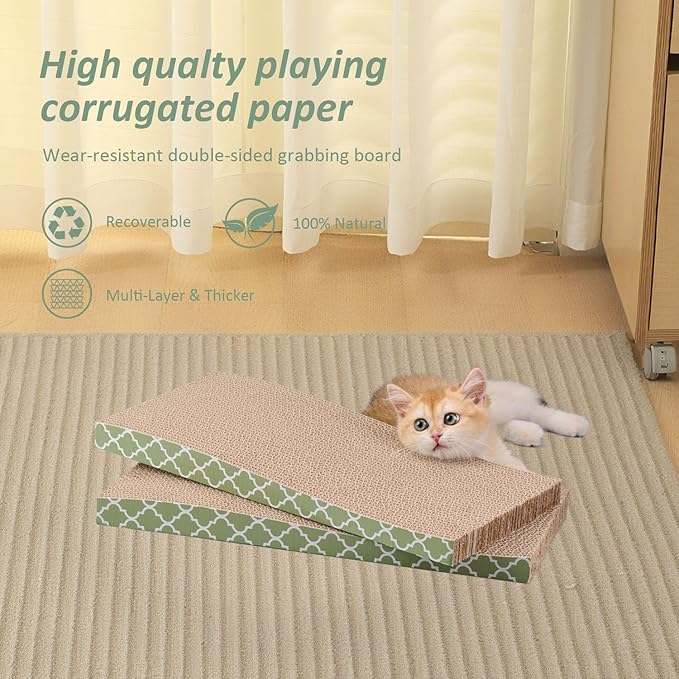 Cat Scratcher Cardboard Scratching Pads Scratch with Catnip 2PCS Reversible Corrugated Cardboard