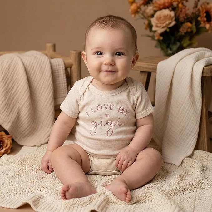 COUPLEHOODIES Personalized Baby Onesie Bodysuit – Custom Embroidery Gift for Pregnancy Reveal Baby Shower or First Grandchild