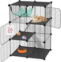 Cat Cage, 3-Tier DIY Catio Cat Enclosures, 24" x 16" x 36" Cat Playpen Indoor & Outdoor with Hammock, Detachable Metal Wire Kennel Cats Crate, 2x1x3 Exercise Place for 1-2 Kitten