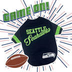 Pets First NFL Seattle Seahawks T-Shirt for Dogs & Cats, Large. Football Dog Shirt With Fashionable Stripe Design, Durable & Cute Sports Pet Tee Outfit (SEA-4146-LG)