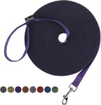 Hi Kiss Dog/Puppy Obedience Recall Training Agility Lead - 15ft 20ft 30ft 50ft 100ft Training Leash - Great for Training, Play, Camping, or Backyard(100ft,Black_Purple)