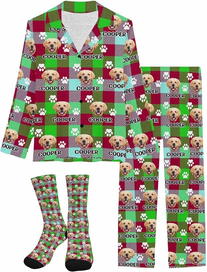 Artsadd Personalized Pajamas with Faces for Women Men Custom Christmas Pajamas Gifts for Family Couple, Funny Photo Pjs