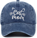 CORIRESHA Cat Mom Baseball Cap Washed Denim Cotton Adjustable Unisex Hat