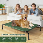 Simple Trending Raised Dog Bed for Large Dogs, Waterproof XL Dog Cot, Outdoor Cooling Elevated Pet Bed, 47.75" x 30.5", Green