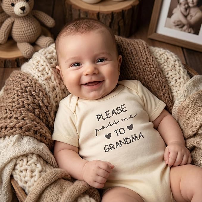 COUPLEHOODIES Personalized Baby Onesie Bodysuit – Custom Embroidery Gift for Pregnancy Reveal Baby Shower or First Grandchild