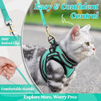 rabbitgoo Cat Harness and Leash Set for Walking Escape Proof, Adjustable Soft Kittens Vest with Reflective Strip for Cats, Comfortable Outdoor Vest,Green,M