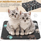 Tuanse 4 Pack Ultra Soft Dog Cat Bed Mat Small Animal Guinea Pig Bed with Cute Print Reversible Fleece Dog Crate Kennel Pad Cozy Washable Thickened Hamster Pet Beds Mat(13 x 19 Inches,Black)