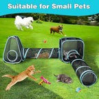 9.45FT Outdoor Cat Enclosures Portable Cat Playhouse, Pop Up Cats Tent with 33.86x 11.81IN Double Kitty Tunnels DIY in Multiple Ways, Cats Playpen Play Tents for Rabbits and Small Animals