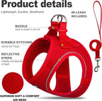 Fida Comfy Dog Harness with Leash, Cat Vest Harness Escape Proof, Breathable Lightweight Soft Mesh, Adjustable Reflective Step-in Harness for Puppy Toy Breeds & Extra-Small Pet (XXS, Red)