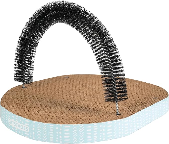 Catstages Scratch & Groom Cat Scratcher with Removable Curved Brush for Self-Grooming Station, Orange