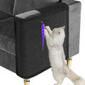 Cat Scratch Couch Protector,Cat Scratch Sofa Armrest Cover with Sisal Mat and Toy for Cats,Sofa Scratcher Furniture Protector 23.6’’L*19.7’’W (Black/Left Hand)