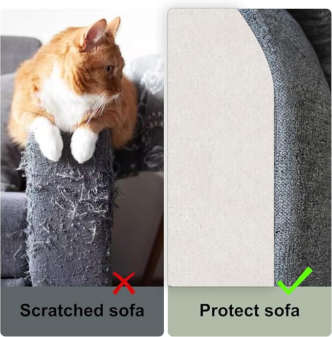 Cat Scratch Couch Furniture Protector, Adhesive Cat Scratch Pad Deterrent for Furniture, DIY Climbing Cat Scratcher Couch Protector from Cat Claws Scratching for Indoor (OffWhite, 39.3x15.8Inch)