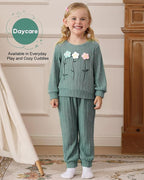 Jecson Toddler Girl Fall Clothes: Soft Outfits Set Embroidered Knit Top & Sweatpants 2Pcs Cute Home Outdoor 2-8Y