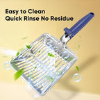 Metal Cat Litter Scoop, Large Cat Scooper with Deep Shovel & Dual Sifting Holes for Fast & Precise Sifting, Space Aluminum Kitty Litter Scooper with Long Handle & Easy-to-Hang Hook - Blue